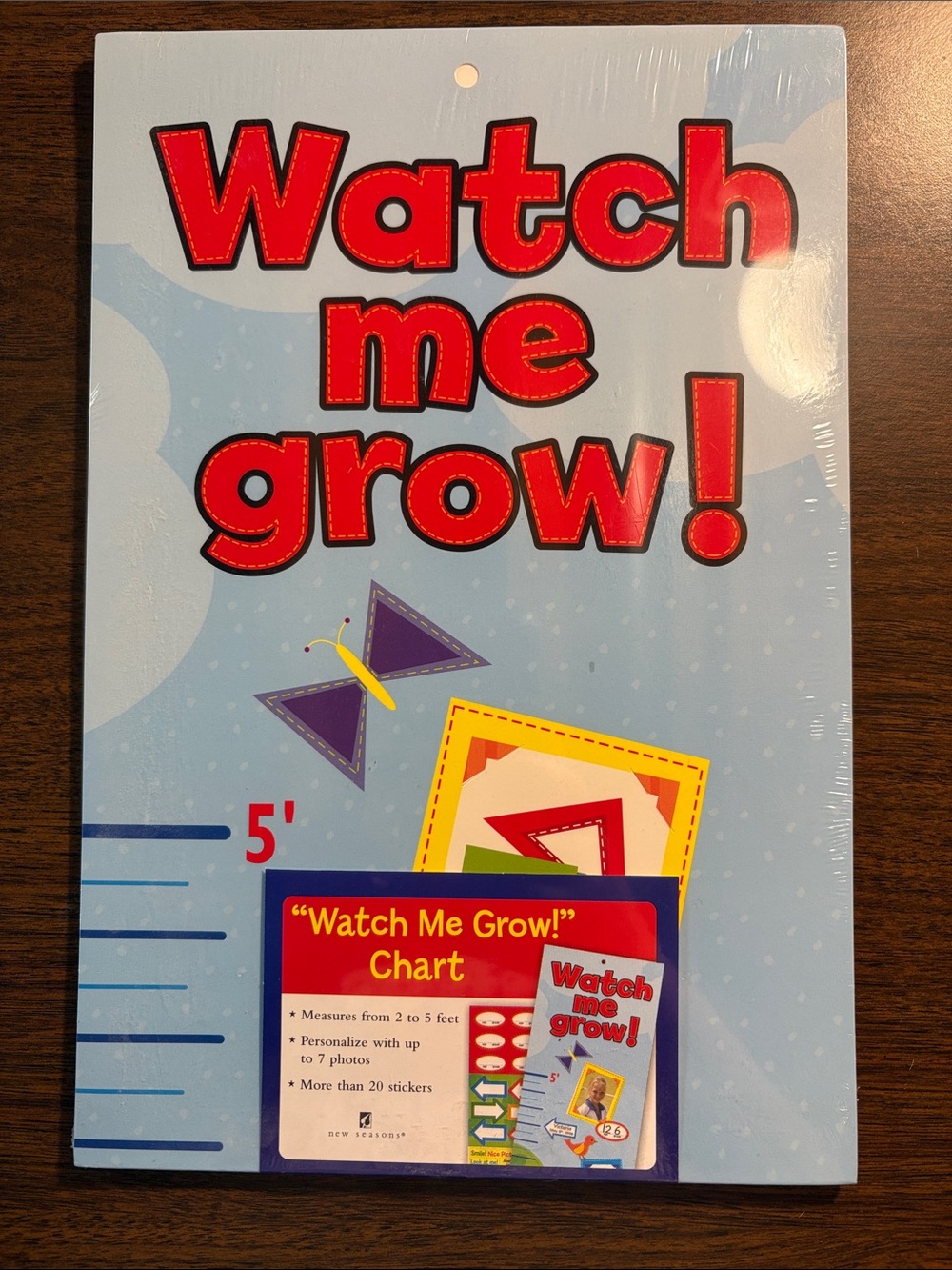 Watch Me Grow! Kids Growth Chart - Light Blue with Red Lettering